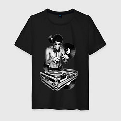 Футболка хлопковая мужская Bruce Lee - Vinyl Dj, цвет: черный