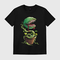Футболка хлопковая мужская Plant - Piranha, цвет: черный