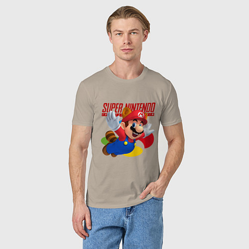 Мужская футболка SNES - Mario / Миндальный – фото 3