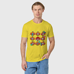 Футболка хлопковая мужская Значки на Отиса Пины Бравл Старс Otis, цвет: желтый — фото 2
