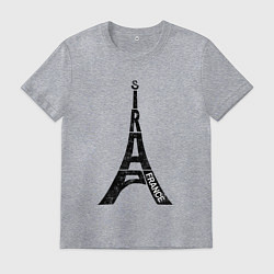 Футболка хлопковая мужская Эйфелева башня Париж Франция, цвет: меланж