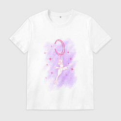 Футболка хлопковая мужская Гимнастка на месяце, цвет: белый