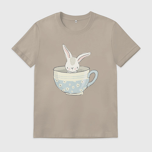 Мужская футболка Кролик в чашке / Миндальный – фото 1