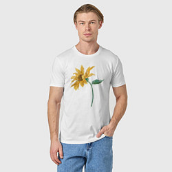 Футболка хлопковая мужская Branch With a Sunflower Подсолнух, цвет: белый — фото 2