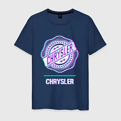 Футболка хлопковая мужская Значок Chrysler в стиле Glitch, цвет: тёмно-синий