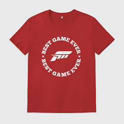 Футболка хлопковая мужская Символ Forza Horizon и круглая надпись Best Game E, цвет: красный