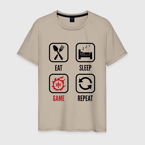 Мужская футболка Eat - Sleep - Final Fantasy - Repeat / Миндальный – фото 1