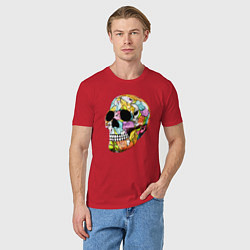 Футболка хлопковая мужская Art cool skull, цвет: красный — фото 2