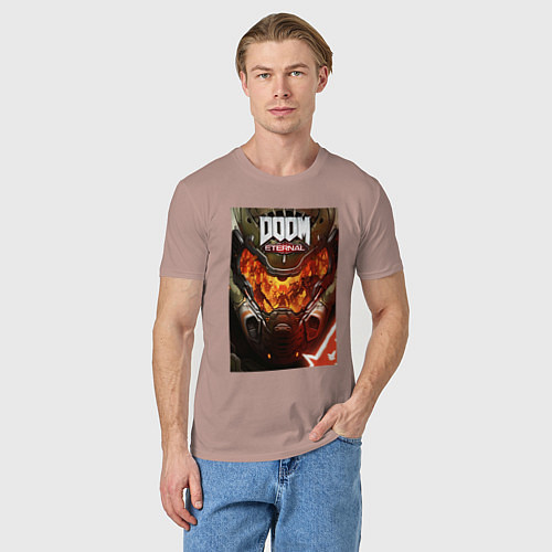 Мужская футболка Doom eternal - poster / Пыльно-розовый – фото 3