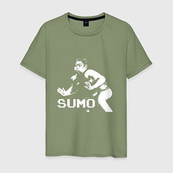 Футболка хлопковая мужская Sumo pixel art, цвет: авокадо