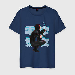 Футболка хлопковая мужская Cyberpunk 2077 Девушка киборг, цвет: тёмно-синий