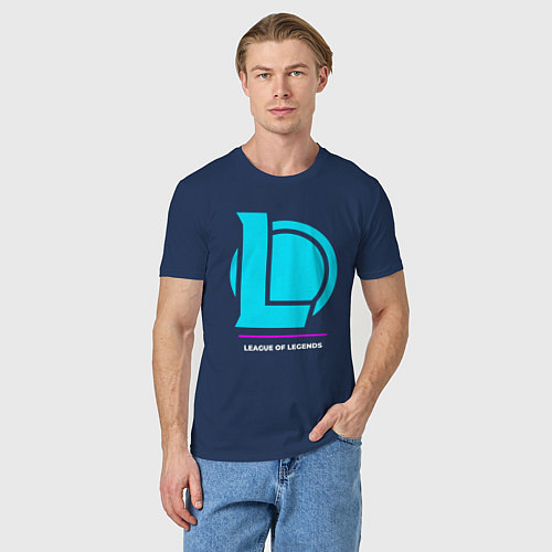 Мужская футболка Символ League of Legends в неоновых цветах / Тёмно-синий – фото 3