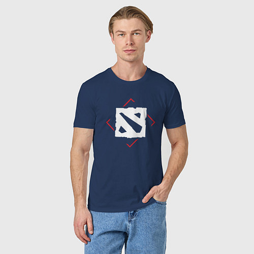 Мужская футболка Символ Dota в красном ромбе / Тёмно-синий – фото 3