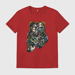 Футболка хлопковая мужская Альфарий и Омегон, цвет: красный