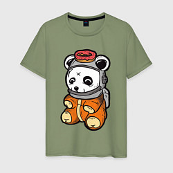 Футболка хлопковая мужская Космо панда, цвет: авокадо