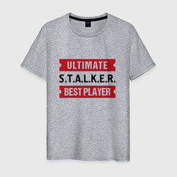 Футболка хлопковая мужская S T A L K E R : таблички Ultimate и Best Player, цвет: меланж