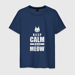 Футболка хлопковая мужская Stray - Keep Calm, цвет: тёмно-синий
