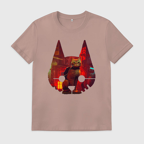 Мужская футболка Кот из игры Stray / Пыльно-розовый – фото 1