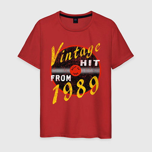 Мужская футболка Винтажный хитяра с 1989 / Красный – фото 1