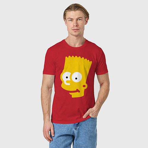 Мужская футболка Барт Симпсон - портрет / Красный – фото 3