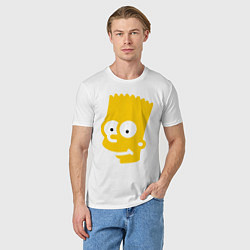 Футболка хлопковая мужская Барт Симпсон - портрет, цвет: белый — фото 2