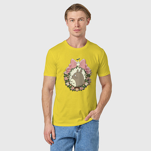 Мужская футболка Тоторо с бантиком / Желтый – фото 3