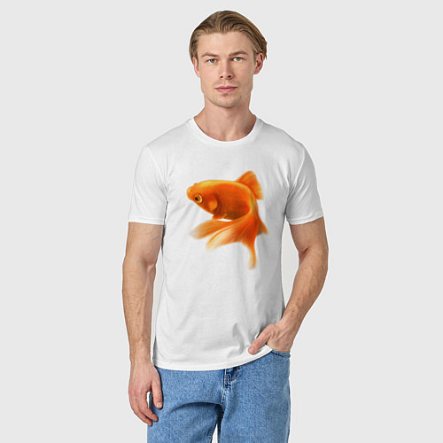 Мужская футболка Китайский карась - Золотая рыбка / Белый – фото 3