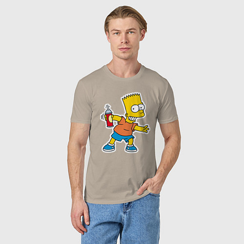 Мужская футболка Барт Симпсон с баплончиком для граффити / Миндальный – фото 3