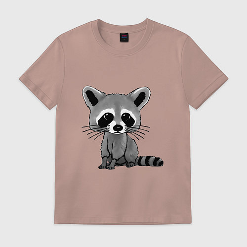 Мужская футболка Милый крошка енот / Пыльно-розовый – фото 1