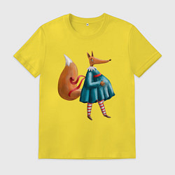 Футболка хлопковая мужская Беременная лисица, цвет: желтый