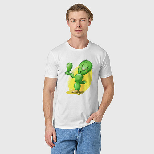 Мужская футболка Забавный кактус / Белый – фото 3