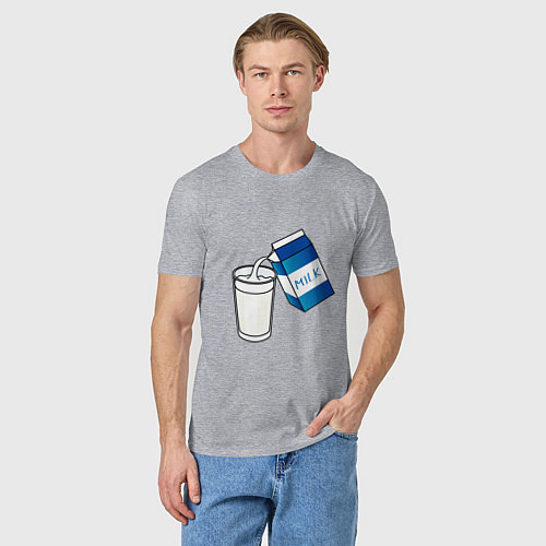 Мужская футболка Люблю пить молоко / Меланж – фото 3