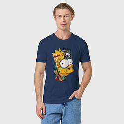 Футболка хлопковая мужская Cyber-Bart - Simpsons family, цвет: тёмно-синий — фото 2