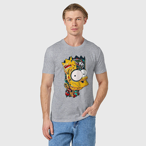 Мужская футболка Cyber-Bart - Simpsons family / Меланж – фото 3