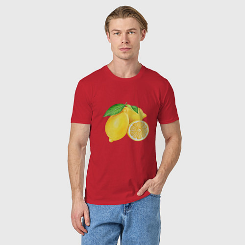 Мужская футболка Сочные лимоны / Красный – фото 3