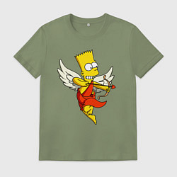 Футболка хлопковая мужская Барт Симпсон - купидон, цвет: авокадо