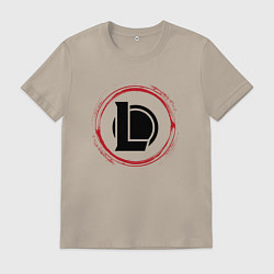 Футболка хлопковая мужская Символ League of Legends и красная краска вокруг, цвет: миндальный