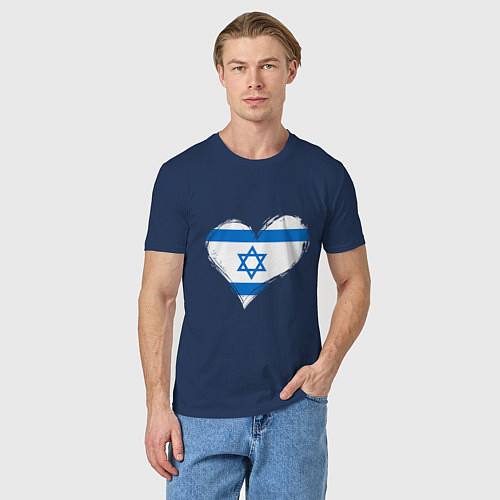 Мужская футболка Сердце - Израиль / Тёмно-синий – фото 3