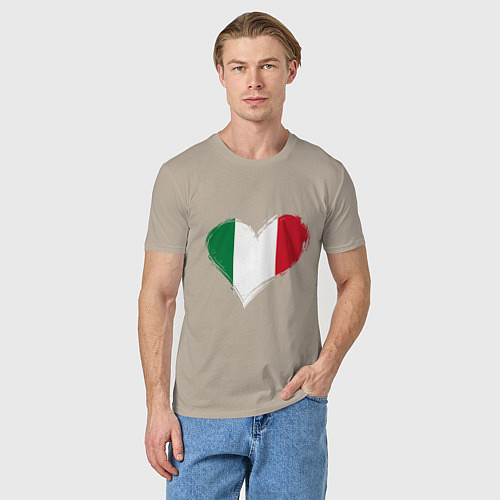 Мужская футболка Сердце - Италия / Миндальный – фото 3