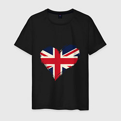 Футболка хлопковая мужская Сердце - Британия, цвет: черный