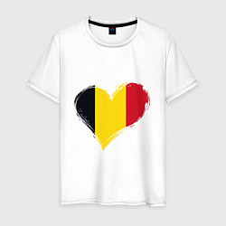 Футболка хлопковая мужская Сердце - Бельгия, цвет: белый