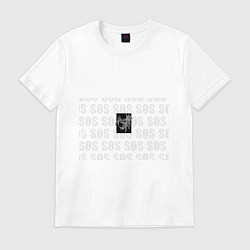 Футболка хлопковая мужская Из тьмы - SOS,HELP, цвет: белый