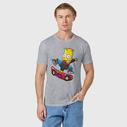 Футболка хлопковая мужская Барт Симпсон - крутой скейтбордист, цвет: меланж — фото 2