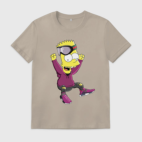 Мужская футболка Барт Симпсон в прыжке / Миндальный – фото 1