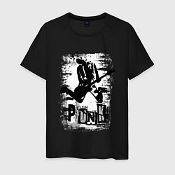 Футболка хлопковая мужская Punk jump, цвет: черный