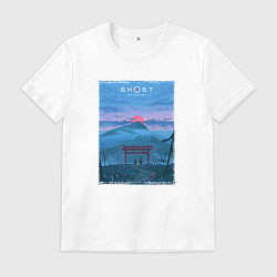 Футболка хлопковая мужская Закат в Цусиме, цвет: белый