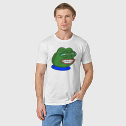 Футболка хлопковая мужская Лягушонок Пепе насмешливо смеётся, цвет: белый — фото 2