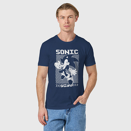 Мужская футболка Sonic - game / Тёмно-синий – фото 3