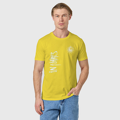 Мужская футболка In flames - logo / Желтый – фото 3