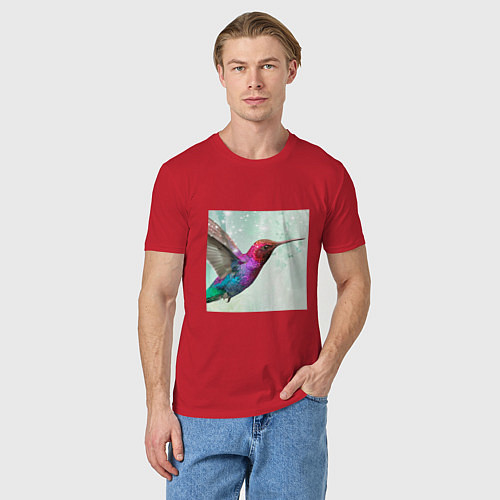Мужская футболка Колибри весной / Красный – фото 3